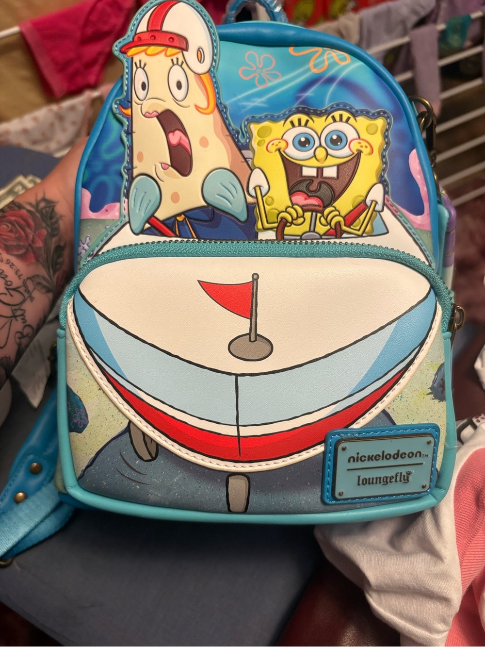 Loungefly SpongeBob Patterned Mini Backpack - Blue, White & Red